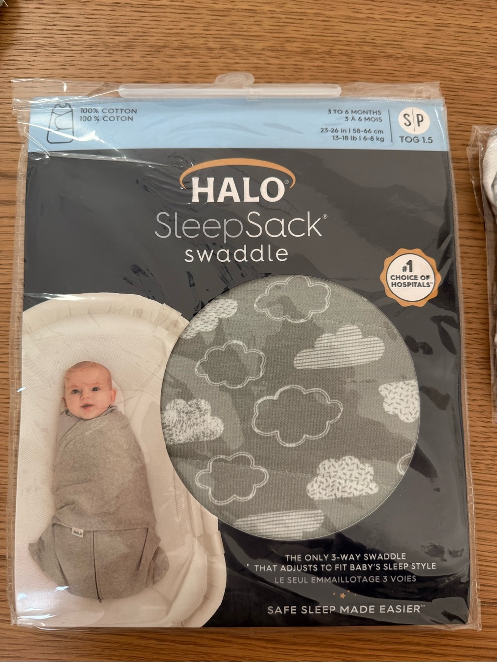 Halo SleepSack Swaddle - Gray with Cloud Pattern